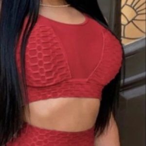 Textured mesh sports bra